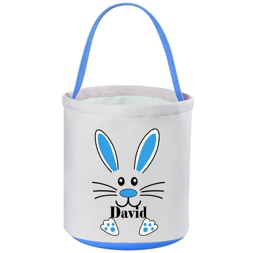 Vista 10 de Cestas de Pascua personalizadas, canasta de Pascua de VAPCUFF para niños, regalos de Pascua, bolsas de caza de huevos de Pascua para niñas y niños