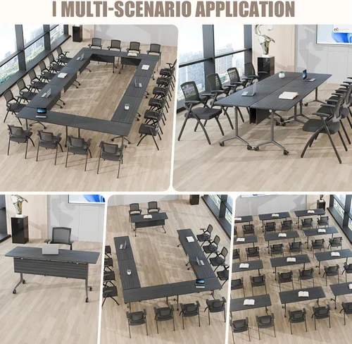 Vista 7 de Mesa de conferencias plegable, mesa de sala de conferencias con ruedas, mesa de conferencias plegable modular, mesas de reuniones de entrenamiento