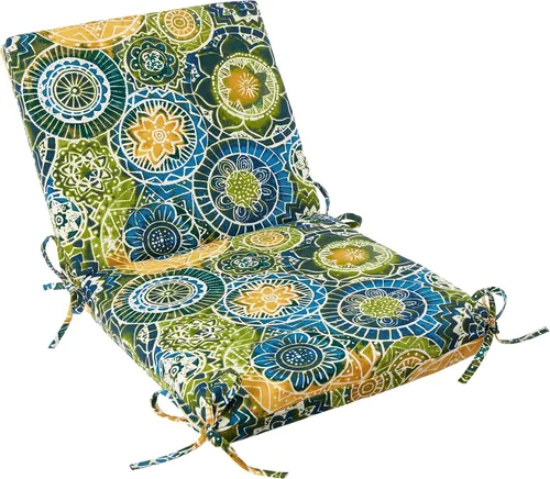 Vista 11 de Pillow Perfect Cojín cuadrado para silla esquinera de 1 pieza con respaldo sólido para interiores y exteriores, con lazos, asiento profundo
