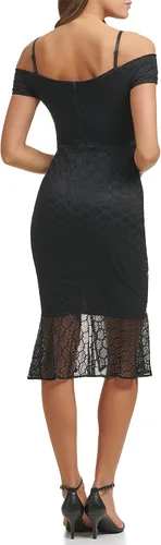 Vista 3 de GUESS Vestido midi de punto texturizado con hombros descubiertos para mujer