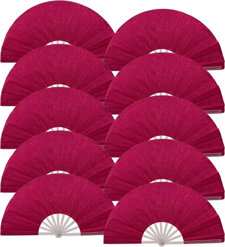 Vista 15 de 10 ventiladores plegables grandes de mano para hombres y mujeres, abanicos decorativos plegables, accesorios rave, utilizado para bailes, fiestas