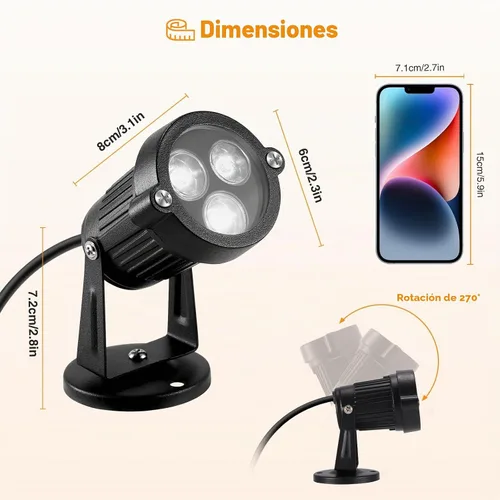 Vista 9 de Luces de paisaje – Foco de paisaje al aire libre de bajo voltaje – Luces LED impermeables para patio, jardín, patio, entrada, casa, blanco frío