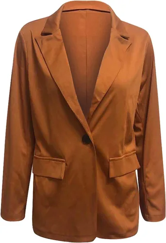 Vista 5 de Hugncmy Conjunto de traje de dos piezas con solapa para mujer, chaqueta formal de manga larga con botones + overol de manga corta para mujer
