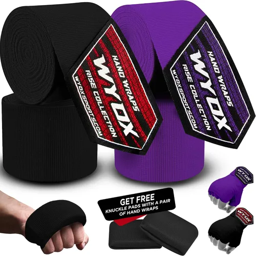 Vista 27 de WYOX Boxing Hand Wraps Inner Gloves, Elasticated Thumb Loop Bandages Mexican Style Under Mitts Wrist Wrap Protection Muay Thai MMA Kickboxing