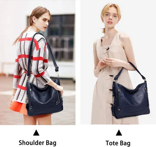 Vista 7 de Kasqo - Bolsas de piel grandes para mujer, con correa desmontable