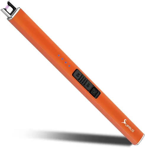 Vista 10 de SUPRUS Encendedor fluorescente que brilla en la oscuridad, encendedor eléctrico de velas, encendedor de arco USB recargable con bloqueo