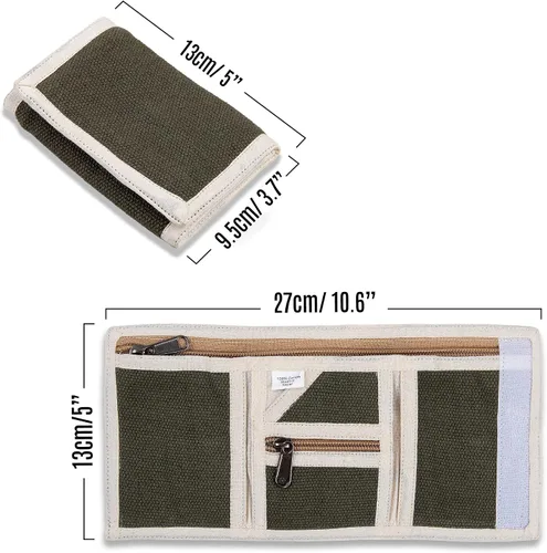 Vista 2 de Billetera delgada y triple plegable vegana para hombres y mujeres - 100% algodón - Fabricado en Nepal