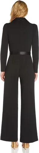 Vista 3 de Adrianna Papell Mono de esmoquin de crepé de punto para mujer Negro