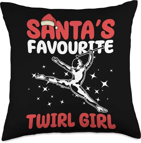 Vista 5 de Baton Twirling & Majorette Dance Designs Almohada con diseño navideño de niña para Baton Twirler, 16 x 16 pulgadas, multicolor