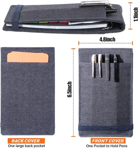 Vista 2 de Funda de cuaderno para Rocketbook Mini y Field Notes Top Spiral (3.5"x5.5") - Funda impermeable duradera con soporte para bolígrafo y ranura