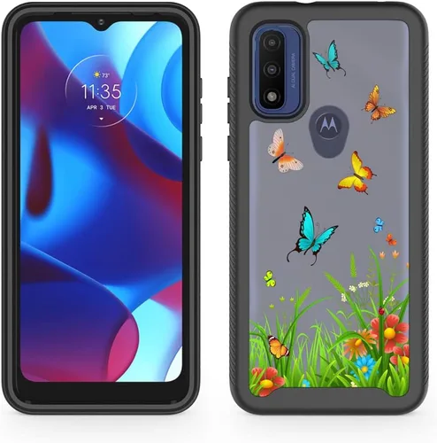 Vista 2 de Funda transparente a prueba de golpes para Motorola Moto G Pure (6.5", 2021) [mariposa]