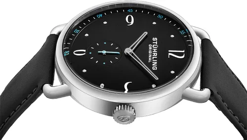 Vista 5 de Stührling Original 'Symphony' Reloj de vestir de cuarzo de acero inoxidable y cuero para hombre (Modelo 857)