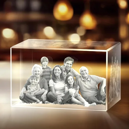 Vista 9 de Foto de cristal 3D, regalos románticos personalizados para mujeres, esposa, hombres, mamá, padre, ella, él, papá, parejas, vidrio óptico grabado