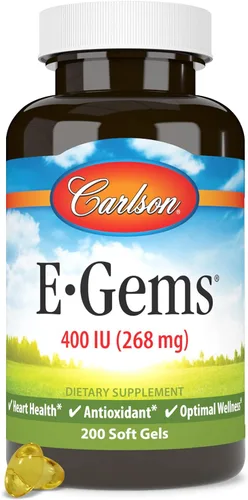 Vista 12 de Carlson - E-Gems 400 UI (268 mg), vitamina E de origen natural, bienestar óptimo, 140 geles blandos