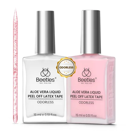 Vista 13 de Beetles - Látex líquido sin olor para uñas, 0.5 onzas líquidas, barrera de esmalte de uñas de látex blanco, protector de cutículas para gel