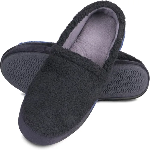Vista 5 de isotoner Pantuflas bereber con espalda cerrada para hombre con espuma viscoelástica cómoda y forro transpirable Negro