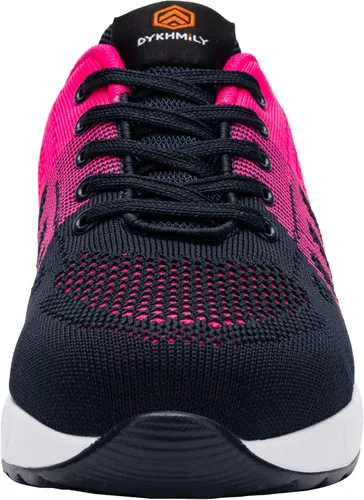 Vista 2 de FENLERN - Zapatos con punta de acero para mujer, tenis de seguridad ligeros con amortiguación de aire, zapatos de trabajo resistentes, fáciles