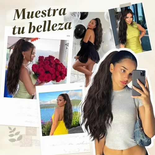 Vista 6 de FESHFEN Extensiones de Cola de Caballo, Pieza de Cabello de Cola de Caballo Larga con Pinza de Garra, Pieza de Cabello Sintético de Colas de Caballo