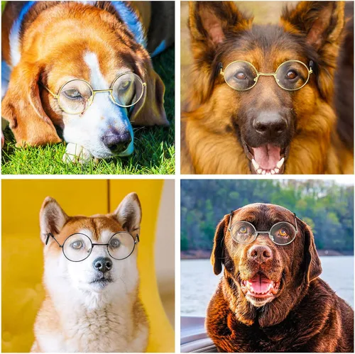 Vista 7 de Zjoey 3 pares de disfraces para niños, lentes de Papá Noel, con borde de alambre de metal, lentes transparentes, lentes de tela, accesorios