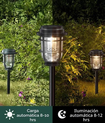 Vista 7 de Vuees Luces solares brillantes para camino al aire libre, paquete de 6 impermeables IP65, luces de jardín con encendido/apagado automático