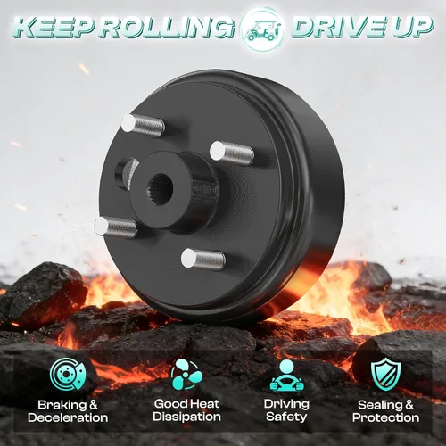 Vista 2 de Drive-up Conjunto de cubo de tambor de freno de carrito de golf para modelos EZGO TXT Electric 1982 en adelante sustituye al OEM 19186-G1, 2 paquetes