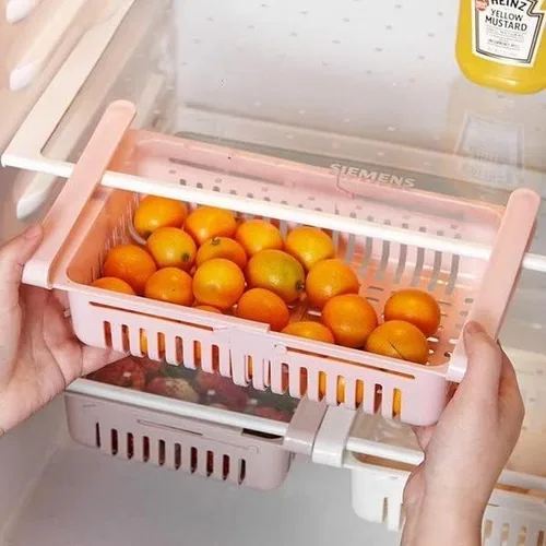 Vista 3 de Gossiribbn Organizador retráctil para nevera, caja de almacenamiento para refrigerador, cesta organizadora para contenedores y estantes
