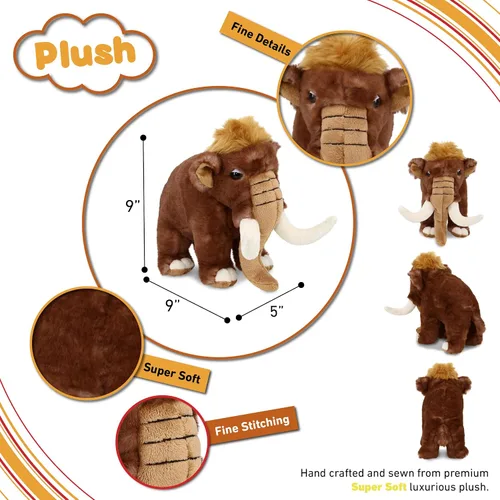 Vista 3 de DolliBu - Animal de peluche de mamut – Suave mamut lanudo salvaje, adorable juguete de peluche de mamut para jugar, lindo regalo de vida silvestre