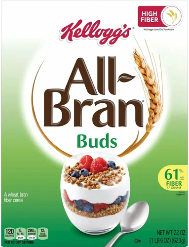 Vista 3 de Kellogg's All-Bran Buds Cereal, caja de 22 onzas (paquete de 2) con cuenco de cereales By The Cup