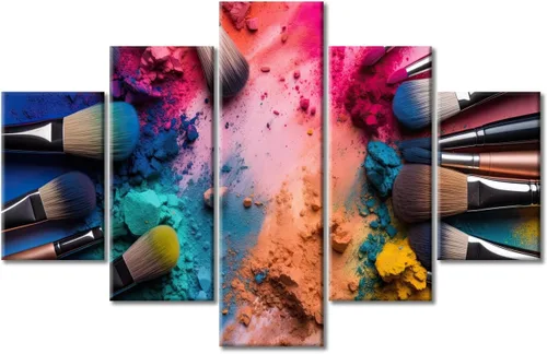 Vista 36 de Póster abstracto de labios de niña, cuadros dorados sobre lienzo, arte de pared, hermosos pósteres e impresiones en lienzo de 5 piezas, arte