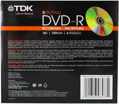 Vista 2 de TDK DVD-R Grabables DVD Discos DVD-R47FS5