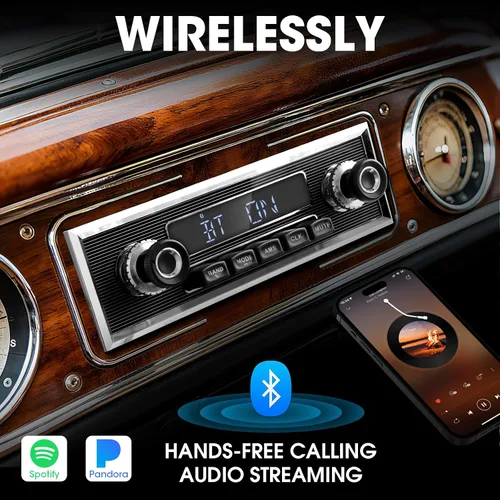 Vista 7 de Receptor de radio de coche Bluetooth retro: Estéreo vintage de un solo