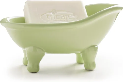 Vista 8 de 5.6" Jabonera de cerámica mini para bañera con decoración de garras para baño (Crème)