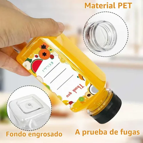 Vista 4 de 48 botellas de jugo de 8 onzas con tapas, botellas de plástico con tapas, recipientes reutilizables transparentes a granel para jugo, leche y otras