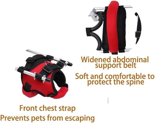 Vista 6 de Silla de ruedas ajustable para gatos, silla de ruedas para mascotas totalmente personalizable para perros y gatos pequeños con correa de pecho a