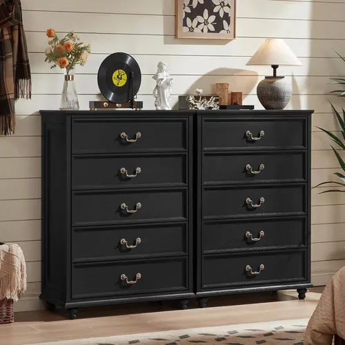 Vista 44 de Joaxswe Cómoda rústica de 4 cajones para dormitorio, cómoda rústica de 37 pulgadas de alto con 4 pies de madera maciza, organizador de armario