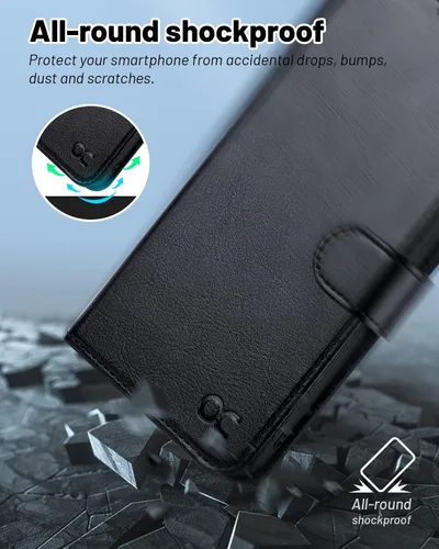 Vista 6 de OCASE Funda tipo cartera compatible con Galaxy S23 5G, de piel sintética Negro