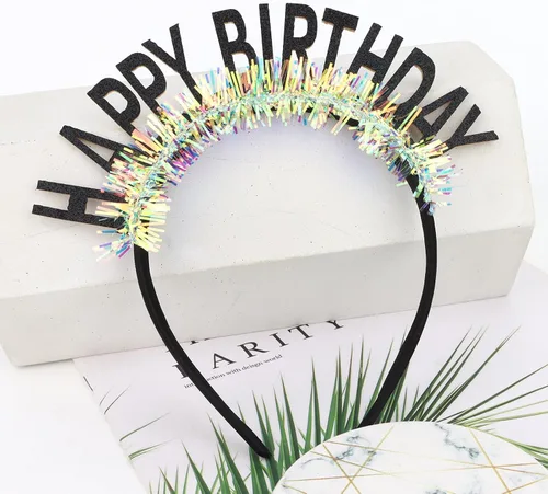 Vista 8 de CIEHER Diadema de corona de cumpleaños para mujeres y niñas, tiara con decoraciones - negro