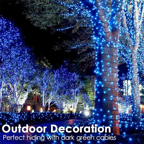 Vista 8 de RPGT Tira de luces de Navidad con 500 luces LED de 172 pies, cable verde, cadena de luces parpadeantes para exteriores, enchufable, 12 modos