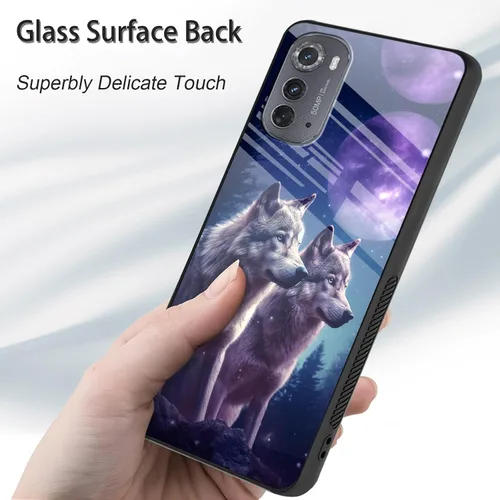 Vista 285 de Funda para Motorola Moto Edge 2022, cubierta trasera de vidrio templado con protector de pantalla, funda protectora a prueba de golpes para Motorola