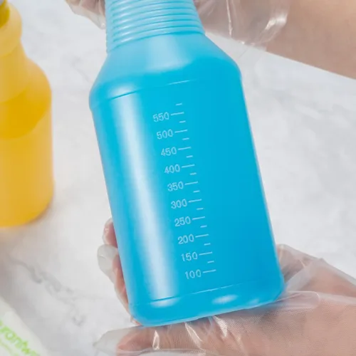 Vista 9 de RW Clean - Botellas de plástico de 25 onzas, juego de 4 botellas de spray vacías – boquillas ajustables, botella de limpieza de plástico multicolor