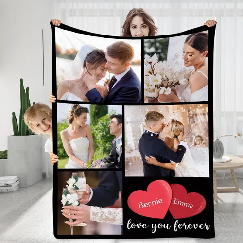 Vista 26 de Manta personalizada con fotos, texto, regalos personalizados para parejas, mantas con mis propias fotos, mantas con fotos personalizadas para niños