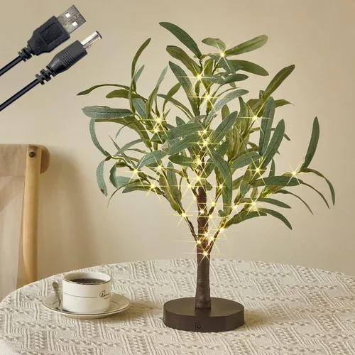 Vista 11 de Fudios Árbol de abedul iluminado con temporizador, funciona con pilas, 18 pulgadas, decoración del hogar, árboles de abedul artificiales