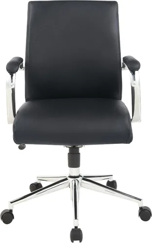Vista 7 de Office Star Silla de oficina ajustable Antimicrobial Manager con base cromada, respaldo medio, tela negra Dillon