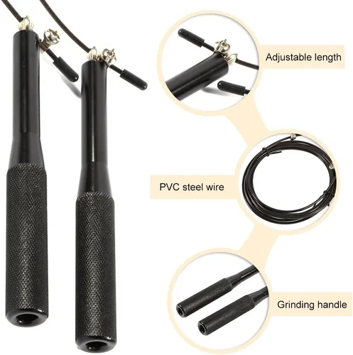 Vista 5 de Cuerda ajustable de acero 360 de alta velocidad de 9.8 pies, asas antideslizantes, ligera, 6.17 oz de rotación suave para entrenamiento de fitness