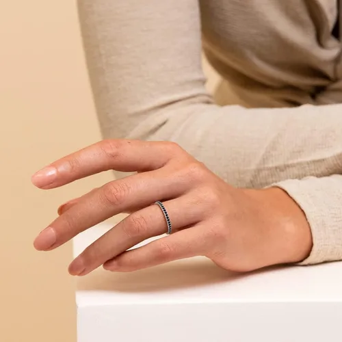 Vista 3 de ChicSilver Anillo apilable personalizado de plata de ley 925 con circonita cúbica de 0.079 pulgadas, anillo de compromiso de eternidad para mujer