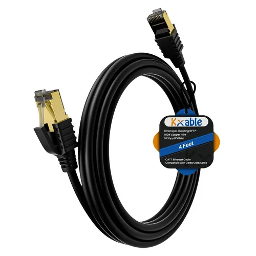 Vista 8 de Kxable Cable Ethernet Cat 7 de 1 pie, cable de Internet de alta velocidad Cat7, cable de red LAN RJ45 CAT7, triple blindaje SFTP de 10 Gbps 600 Mhz