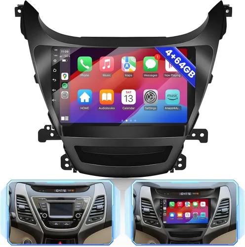 Vista 4 de Hikity 4+64G Android 15 Estéreo de coche para Hyundai Elantra 2014-2016, radio de pantalla táctil de 9 pulgadas con CarPlay, Android Auto