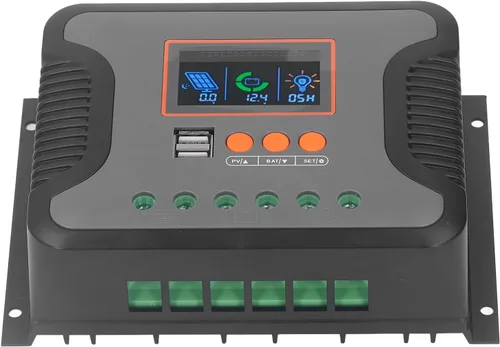 Vista 3 de PWM Controlador de carga solar, 60A 12V 24V 36V 48V 2 Puerto USB Pantalla LCD ajustable AGM Gel Inundado Batería de Litio.