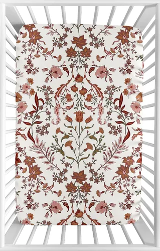 Vista 13 de Sweet Jojo Designs Orange Girl - Sábana bajera ajustable para cuna para bebé, recién nacido, habitación de bebé, colchón estándar óxido quemado