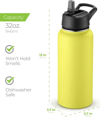 Vista 85 de SIPX™ Botella de Agua Aislada de 18 oz con 3 Tapas – Acero Inoxidable a Prueba de Fugas, Triple Aislamiento – Frío 24 Horas/Caliente 12 Horas – Negro